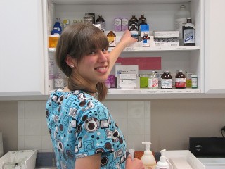 Tech Becky works in the Treatment Room